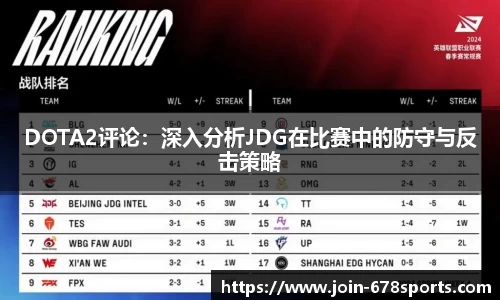 DOTA2评论：深入分析JDG在比赛中的防守与反击策略
